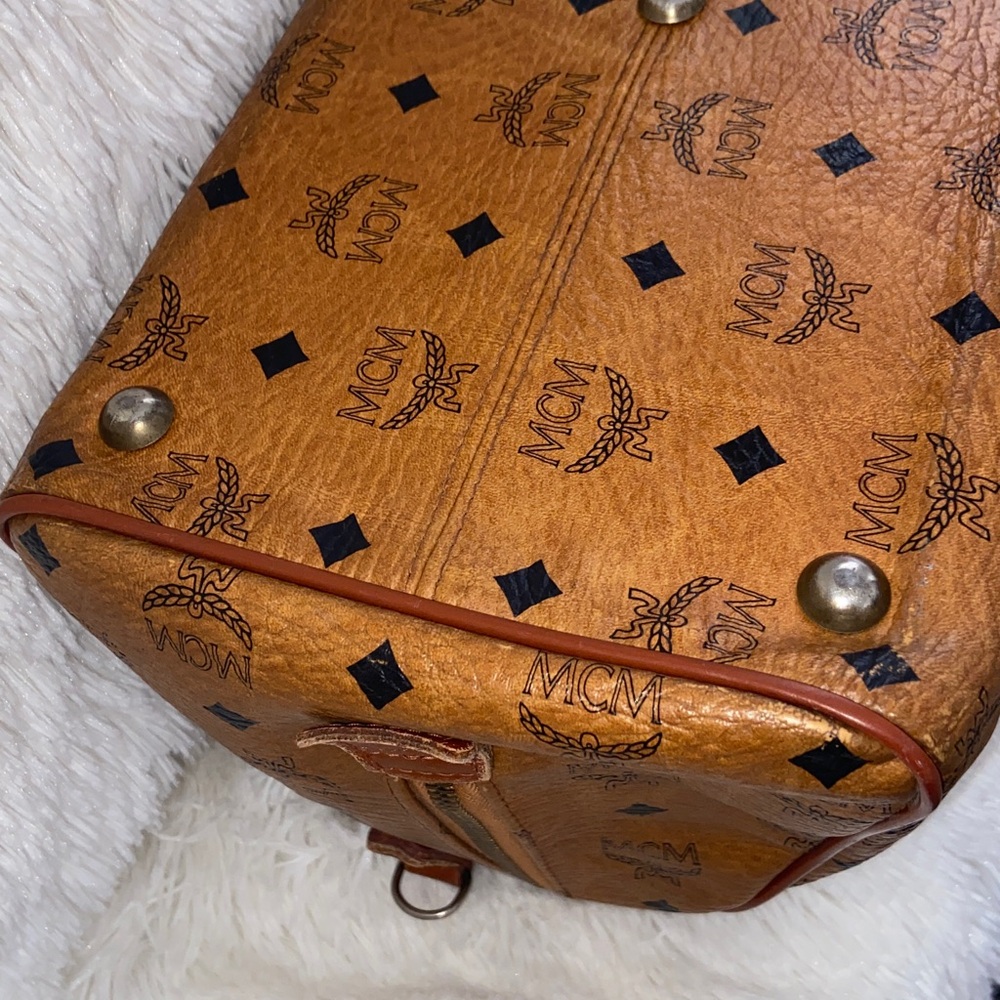 MCM Visetos Monogram Cognac Boston Bag - Picture 6 of 16